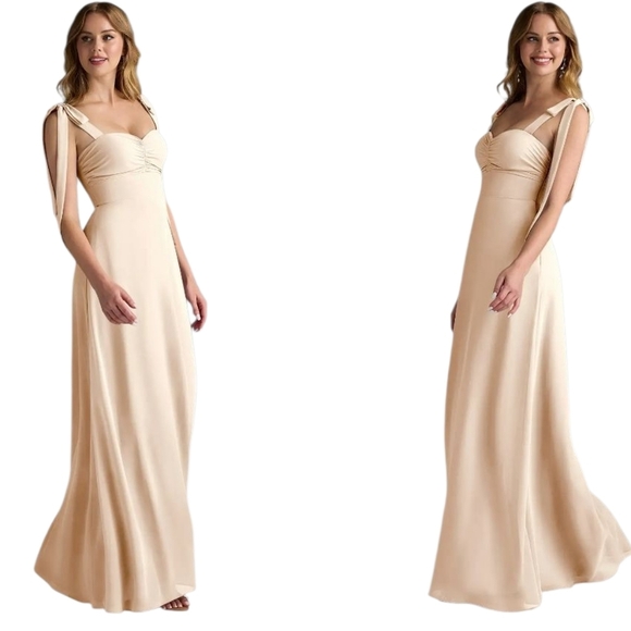 Azazie Dresses & Skirts - NWT AZAZIE LIZET Alabaster A-Line Sweetheart Neckline Chiffon Dress, size A4